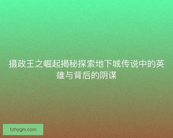 摄政王之崛起揭秘探索地下城传说中的英雄与背后的阴谋