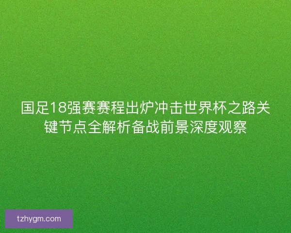 国足18强赛赛程出炉冲击世界杯之路关键节点全解析备战前景深度观察 国足18强赛赛程出炉冲击世界杯之路关键节点全解析备战前景深度观察