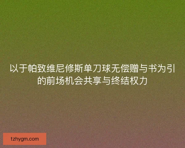 以于帕致维尼修斯单刀球无偿赠与书为引的前场机会共享与终结权力